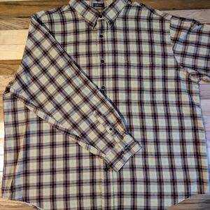 St. John's Bay Beige and Brown Plaid Shirt
